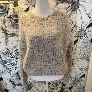 LE LIS COLLECTION Women's Cozy Warm Multicolored Sweater Beige SIZE MEDIUM